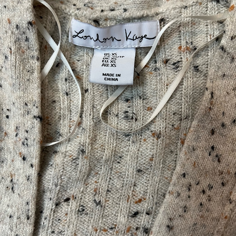 Xs long beige sweater with colorful threaded specks